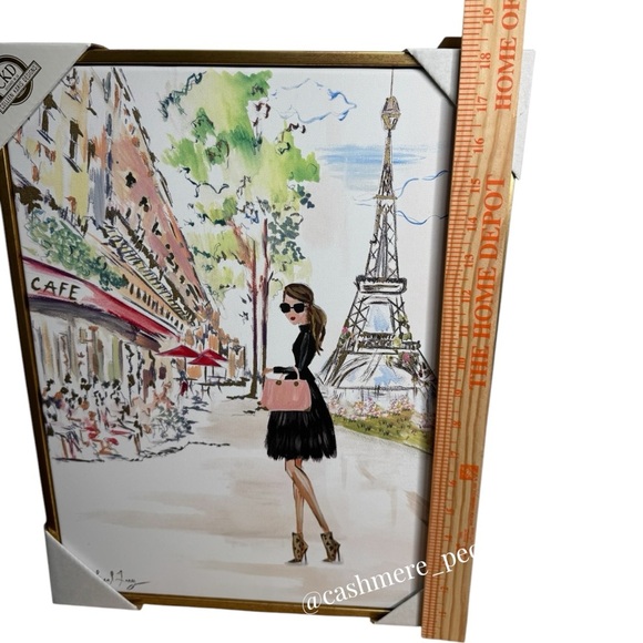 CKD Girl in Paris Eiffel Tower Cafe Printed Canvas Art - Picture 4 of 7